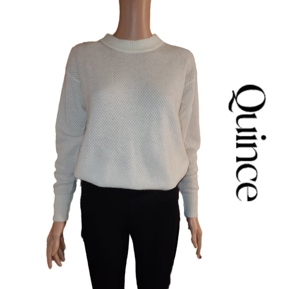 Quince Sweaters - Quince Baby Alpaca-Wool Diamond Stitch Crew NWT White Med